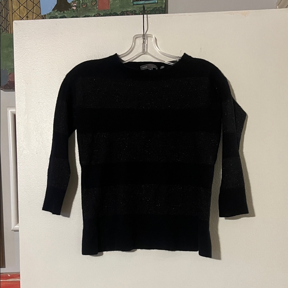 Vince black/metallic striped sweater. 3/4 sleeve